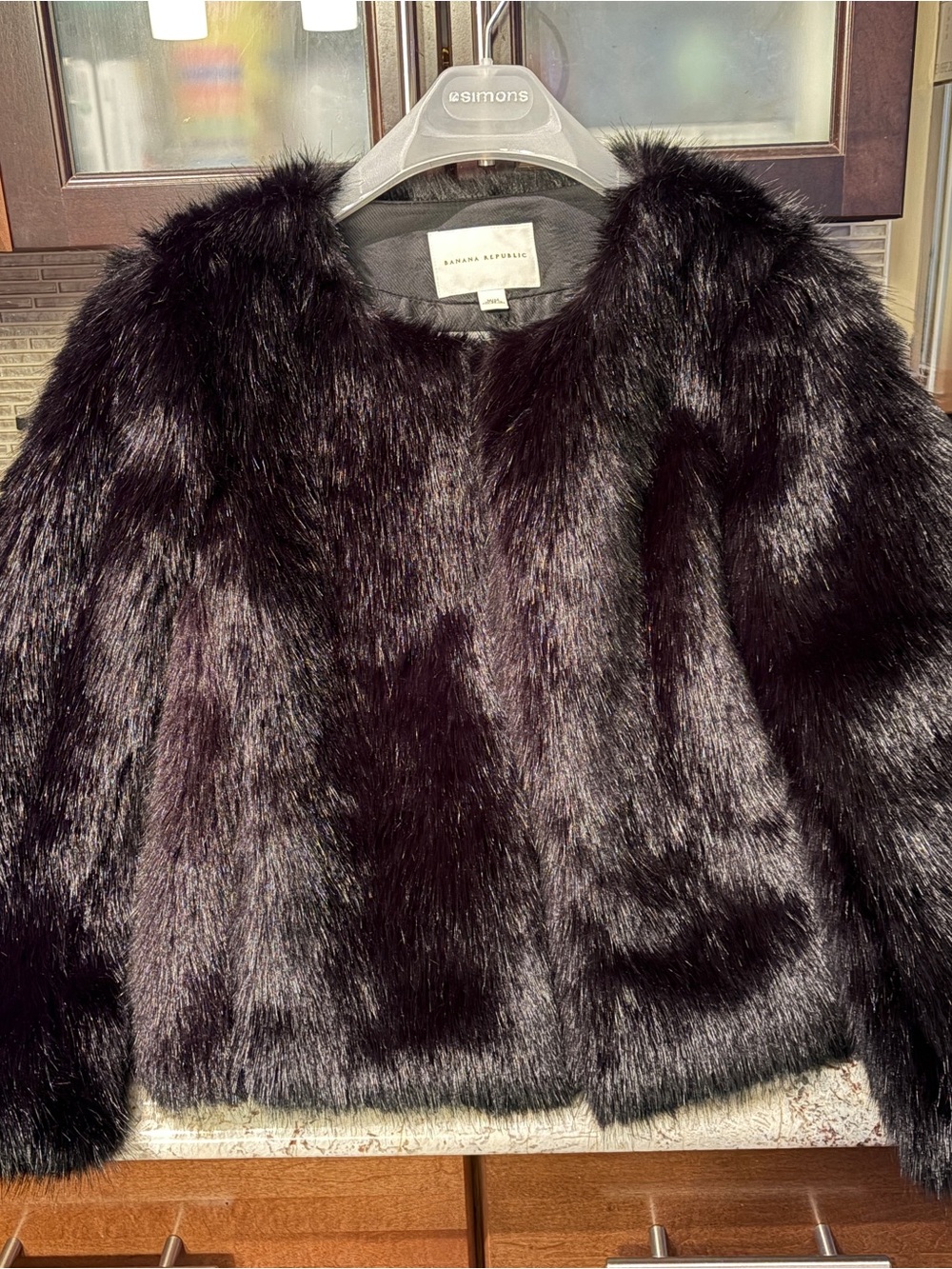 Banana Republic Black Faux Fur Teddy Jacket